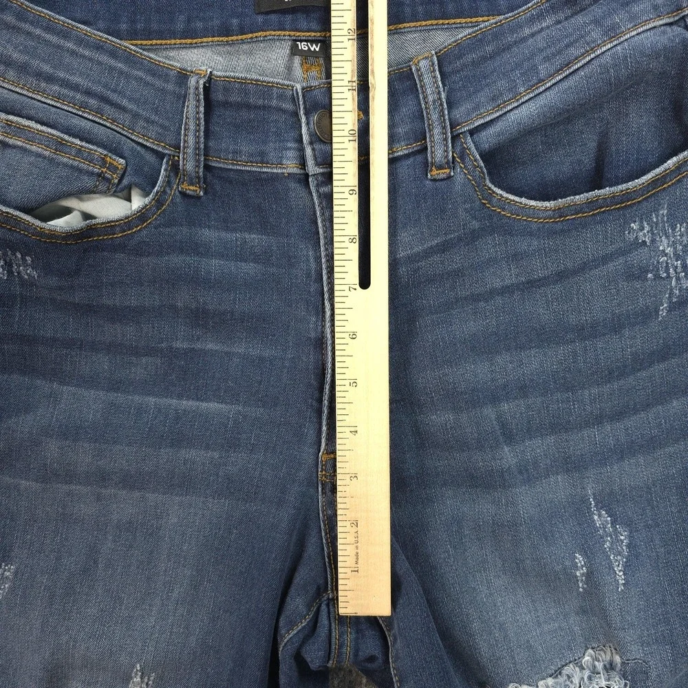 Judy Blue‎ Jeans Womens 16W Blue High Rise Skinny Distressed Denim Leopard